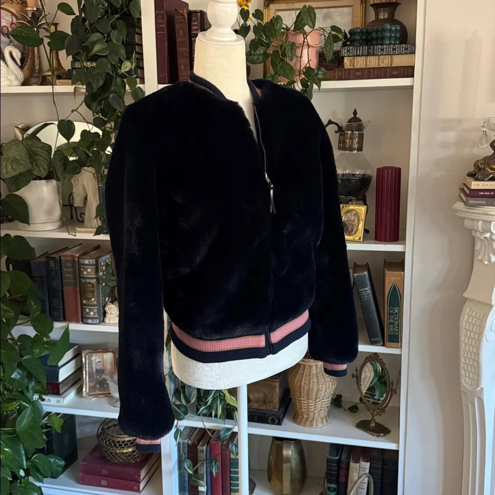 MOTHER The Letterman Faux Fur Bomber Jacket